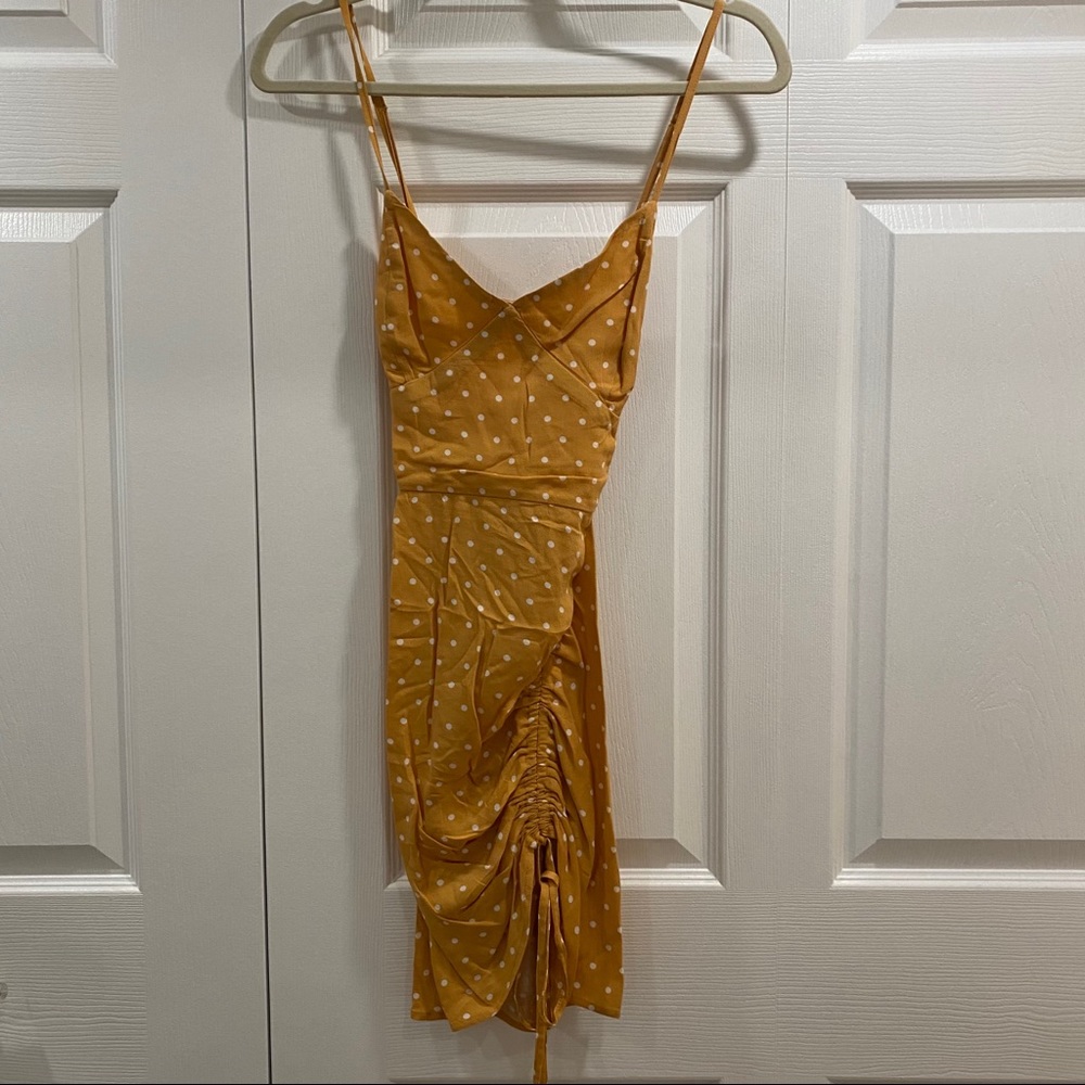 Orange polka dot slip dress